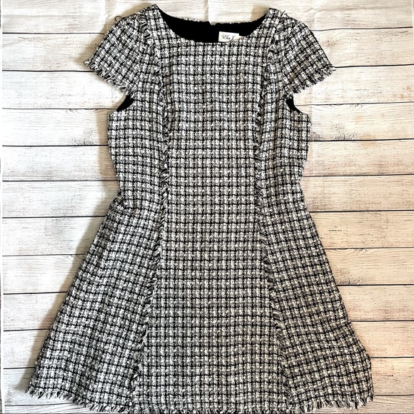 Black & a white Tweed ELIZA J cap sleeve dress (Nordstrom) - Picture 2 of 5